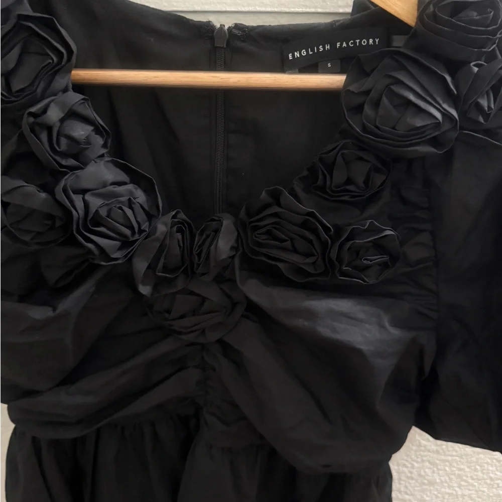 English Factory Black Ruched Ruffled Mini Dress - Picture 2 of 15